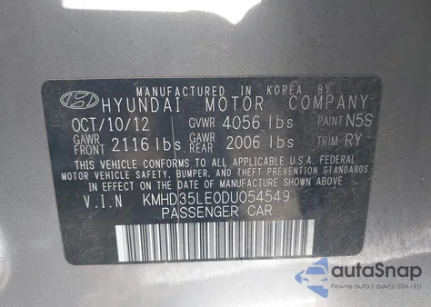 2013 Hyundai Elantra Gt z USA, uszkodzony, nr VIN KMHD35LE0DU054549